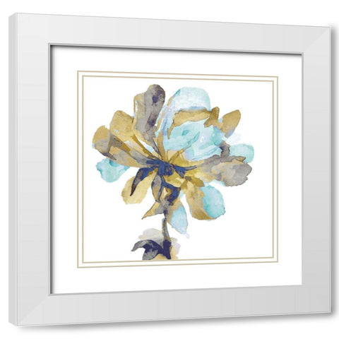 Fresh Bloom Aqua I White Modern Wood Framed Art Print with Double Matting by Austin, Vanessa