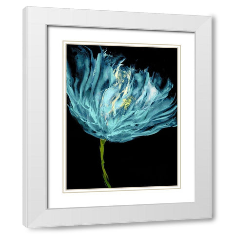 Aqua Tulips I White Modern Wood Framed Art Print with Double Matting by Austin, Vanessa