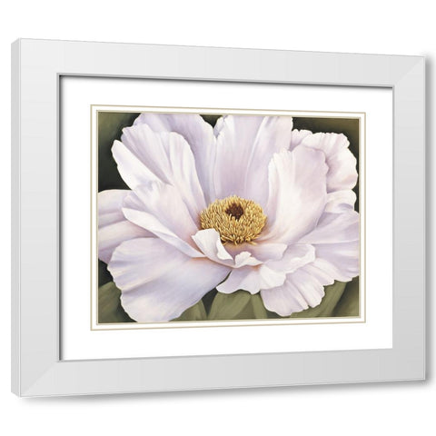 Peony White Modern Wood Framed Art Print with Double Matting by Huntington, Virginia