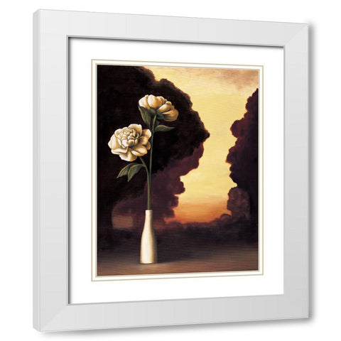 Floral Sunrise I White Modern Wood Framed Art Print with Double Matting by Huntington, Virginia