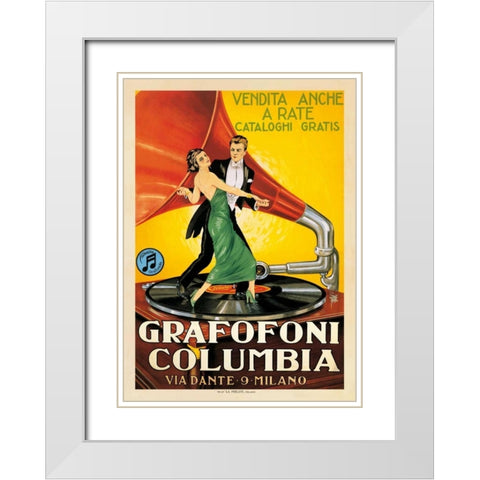 Grafofoni Columbia-1920 ca White Modern Wood Framed Art Print with Double Matting by Anonymous