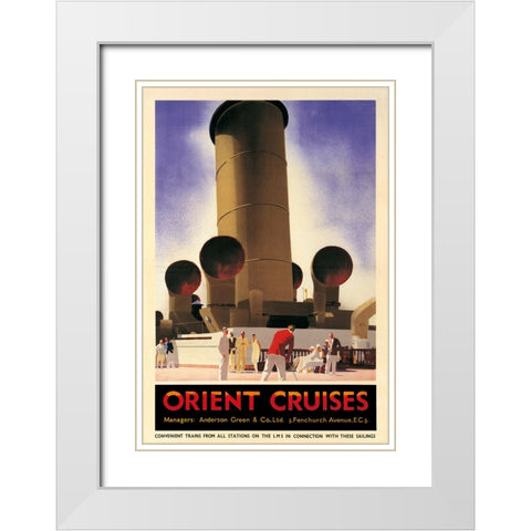 Orient Cruises, 1930 CA White Modern Wood Framed Art Print with Double Matting by Johnson, Andrew