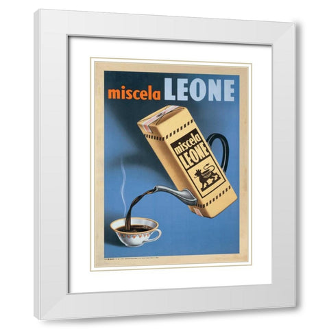 Miscela Leone-1950 White Modern Wood Framed Art Print with Double Matting by Anonymous