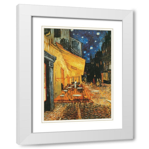 Cafe de nuit White Modern Wood Framed Art Print with Double Matting by Van Gogh, Vincent