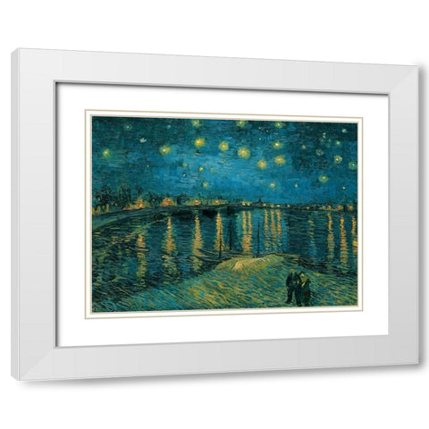 La nuit toile-Arles White Modern Wood Framed Art Print with Double Matting by Van Gogh, Vincent