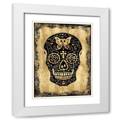 Day of the Dead in Black and Gold White Modern Wood Framed Art Print with Double Matting by Wagner, Martin