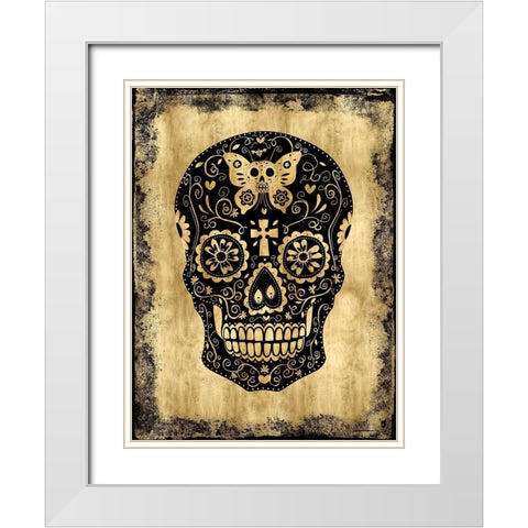 Day of the Dead in Black and Gold White Modern Wood Framed Art Print with Double Matting by Wagner, Martin