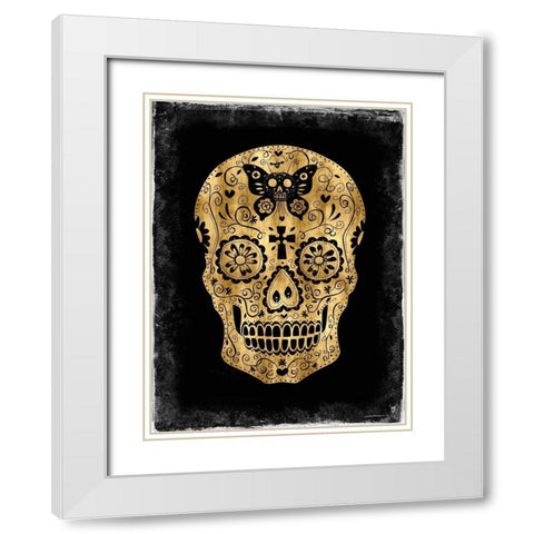 Day of the Dead in Gold and Black White Modern Wood Framed Art Print with Double Matting by Wagner, Martin