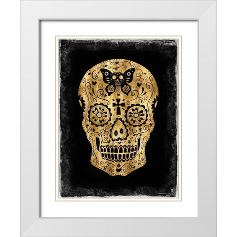 Day of the Dead in Gold and Black White Modern Wood Framed Art Print with Double Matting by Wagner, Martin