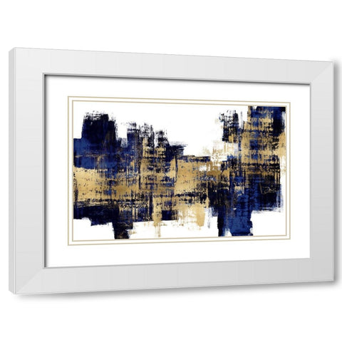 Vibrant Gold on Blue White Modern Wood Framed Art Print with Double Matting by Wise, Alex