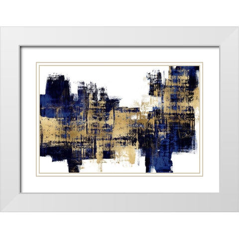 Vibrant Gold on Blue White Modern Wood Framed Art Print with Double Matting by Wise, Alex