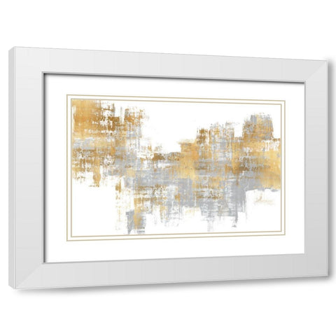 Dynamic Gold on Grey I White Modern Wood Framed Art Print with Double Matting by Wise, Alex