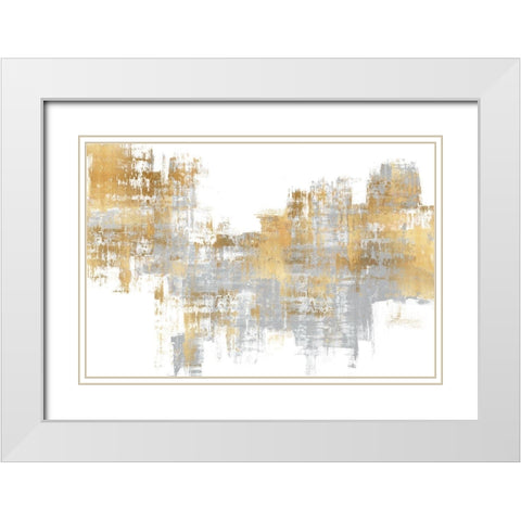 Dynamic Gold on Grey I White Modern Wood Framed Art Print with Double Matting by Wise, Alex