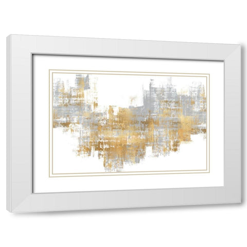 Dynamic Gold on Grey II White Modern Wood Framed Art Print with Double Matting by Wise, Alex