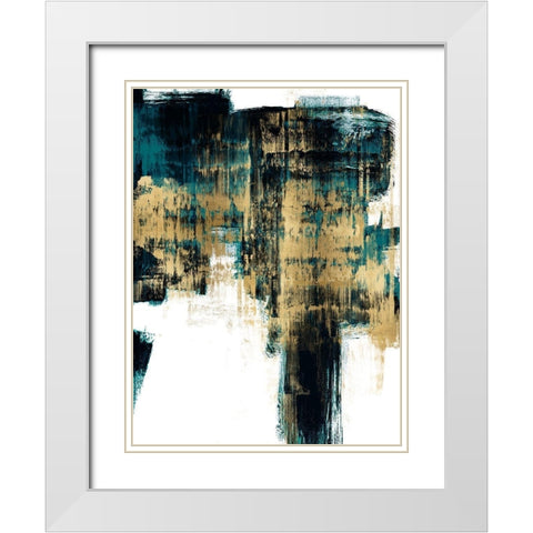 Infatuation Gold on Teal II White Modern Wood Framed Art Print with Double Matting by Wise, Alex