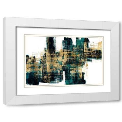 Vibrant Gold on Teal White Modern Wood Framed Art Print with Double Matting by Wise, Alex