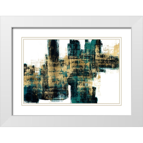 Vibrant Gold on Teal White Modern Wood Framed Art Print with Double Matting by Wise, Alex