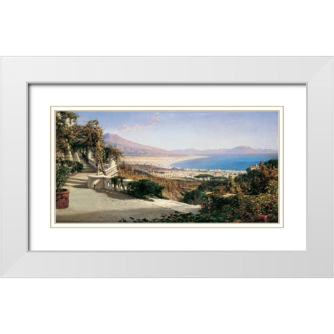 A View of the Bay of Naples White Modern Wood Framed Art Print with Double Matting by Wyld, William