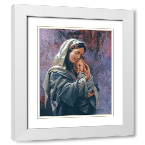 Mother and Child White Modern Wood Framed Art Print with Double Matting by Seward, James