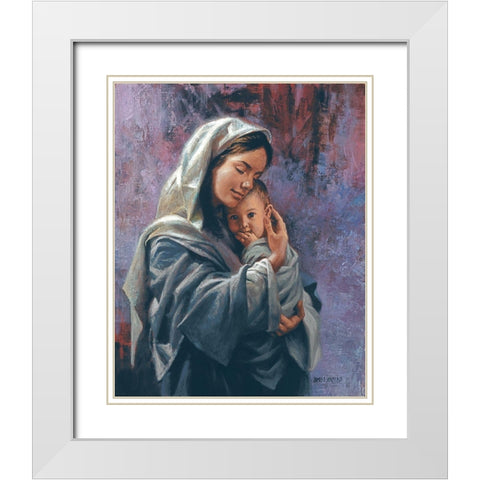 Mother and Child White Modern Wood Framed Art Print with Double Matting by Seward, James