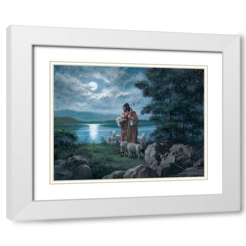 The Lord Is My Shepherd White Modern Wood Framed Art Print with Double Matting by Seward, James