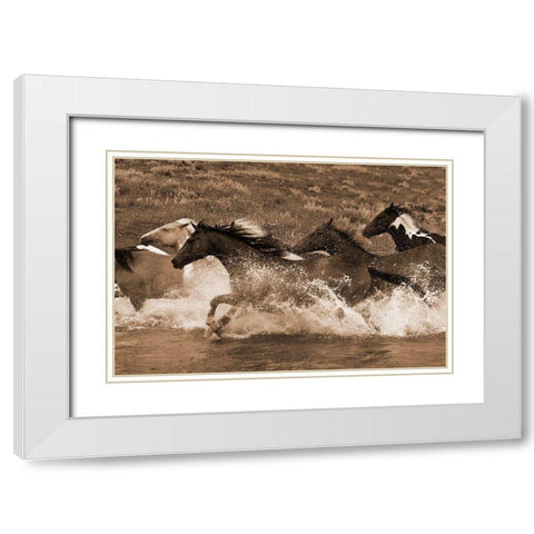 River Race White Modern Wood Framed Art Print with Double Matting by Dawson, Robert