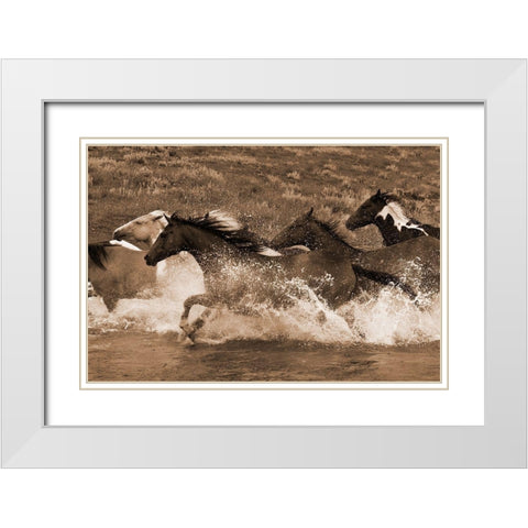 River Race White Modern Wood Framed Art Print with Double Matting by Dawson, Robert