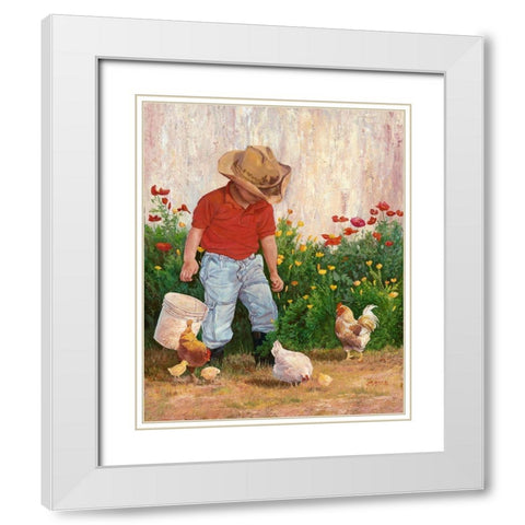 Country Boy White Modern Wood Framed Art Print with Double Matting by Dudley, June