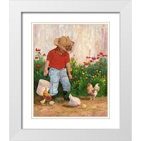 Country Boy White Modern Wood Framed Art Print with Double Matting by Dudley, June