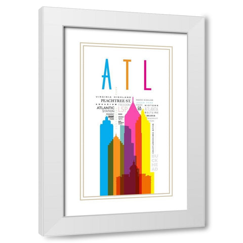 Atlanta Streets City Signs White Modern Wood Framed Art Print with Double Matting by Somerset
