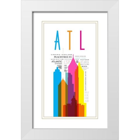 Atlanta Streets City Signs White Modern Wood Framed Art Print with Double Matting by Somerset