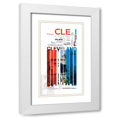 Cleveland Sign White Modern Wood Framed Art Print with Double Matting by Somerset