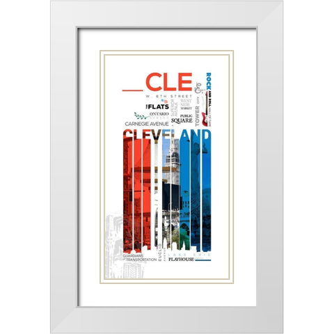 Cleveland Sign White Modern Wood Framed Art Print with Double Matting by Somerset