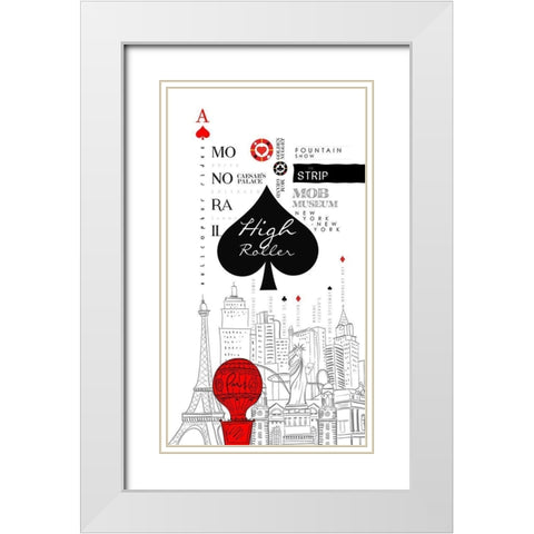 Las Vegas Sign White Modern Wood Framed Art Print with Double Matting by Somerset