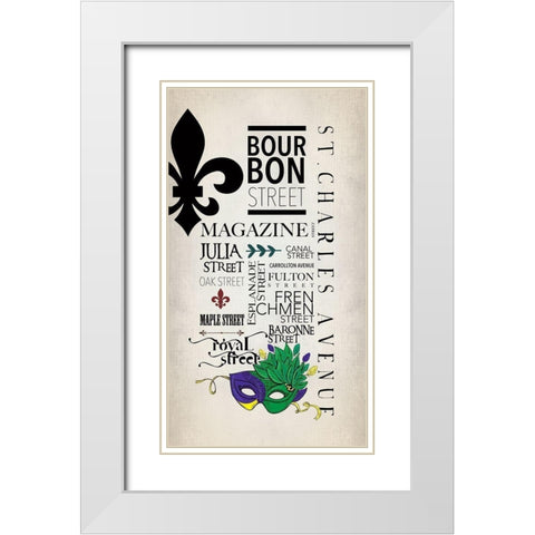 New Orleans Streets Sign White Modern Wood Framed Art Print with Double Matting by Somerset