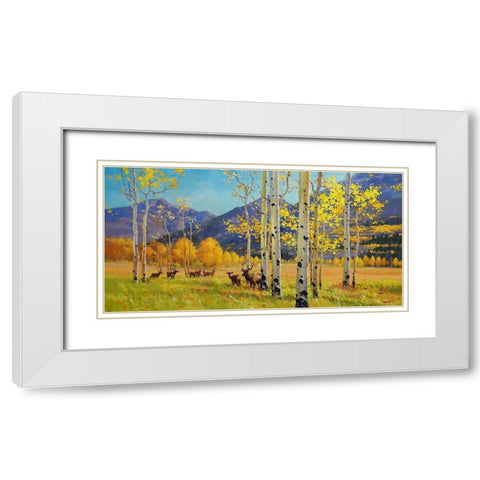 Elks Heaven White Modern Wood Framed Art Print with Double Matting by Kim, Gary