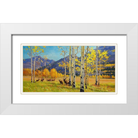 Elks Heaven White Modern Wood Framed Art Print with Double Matting by Kim, Gary