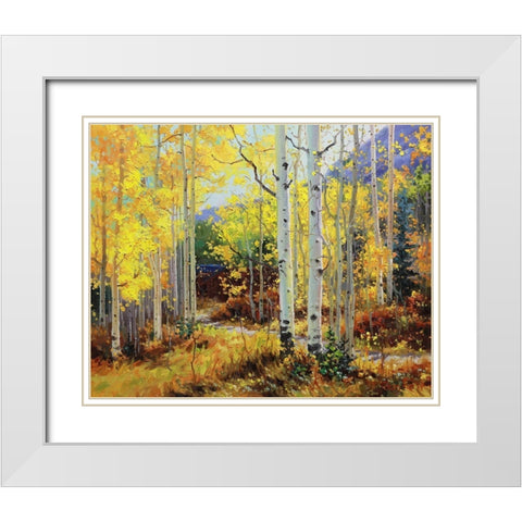 Aspen Cabin White Modern Wood Framed Art Print with Double Matting by Kim, Gary