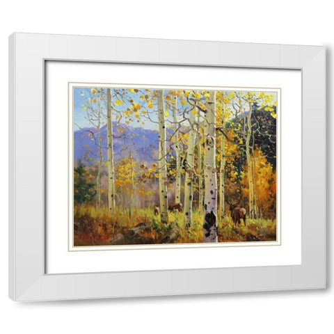 Elks in Heaven White Modern Wood Framed Art Print with Double Matting by Kim, Gary
