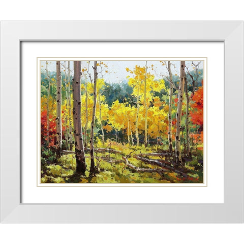Backlit Aspen Grove White Modern Wood Framed Art Print with Double Matting by Kim, Gary