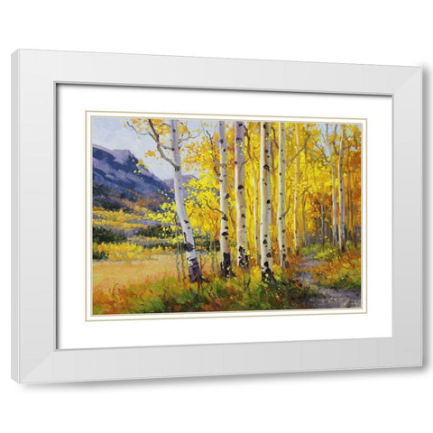Trail through Golden Aspen White Modern Wood Framed Art Print with Double Matting by Kim, Gary