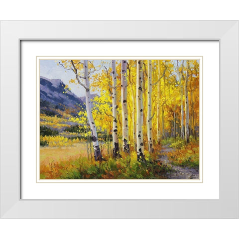 Trail through Golden Aspen White Modern Wood Framed Art Print with Double Matting by Kim, Gary
