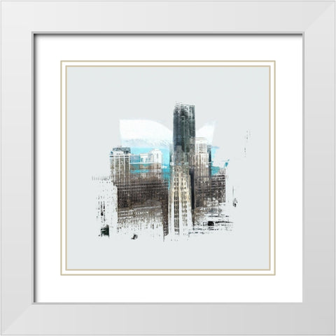 Chicago Skyline I  White Modern Wood Framed Art Print with Double Matting by Bolokofsky, Ronald