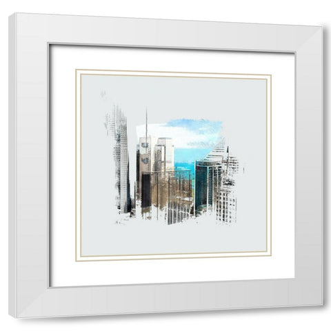 Chicago Skyline II White Modern Wood Framed Art Print with Double Matting by Bolokofsky, Ronald