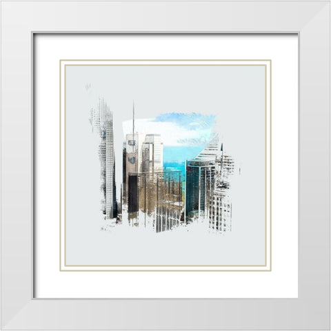 Chicago Skyline II White Modern Wood Framed Art Print with Double Matting by Bolokofsky, Ronald