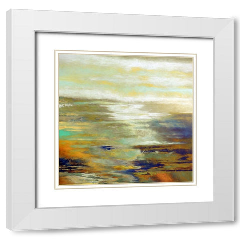 Emerald Horizon I White Modern Wood Framed Art Print with Double Matting by Bolokofsky, Ronald