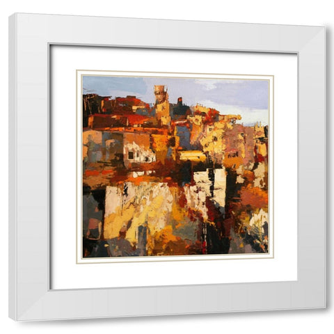 Hilltop Village II White Modern Wood Framed Art Print with Double Matting by Bolokofsky, Ronald