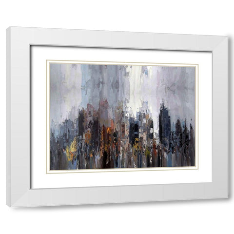 Metro Skyline White Modern Wood Framed Art Print with Double Matting by Bolokofsky, Ronald