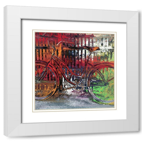 Red Bike White Modern Wood Framed Art Print with Double Matting by Bolokofsky, Ronald
