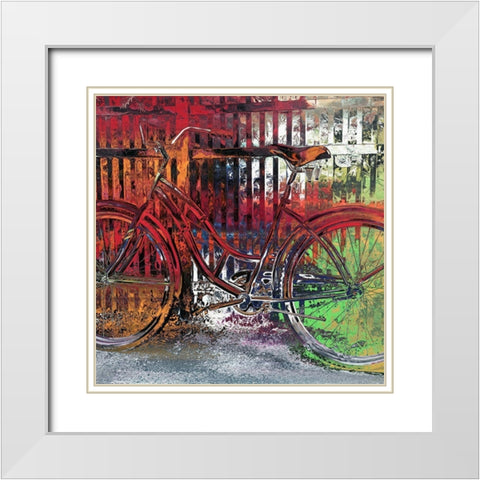 Red Bike White Modern Wood Framed Art Print with Double Matting by Bolokofsky, Ronald